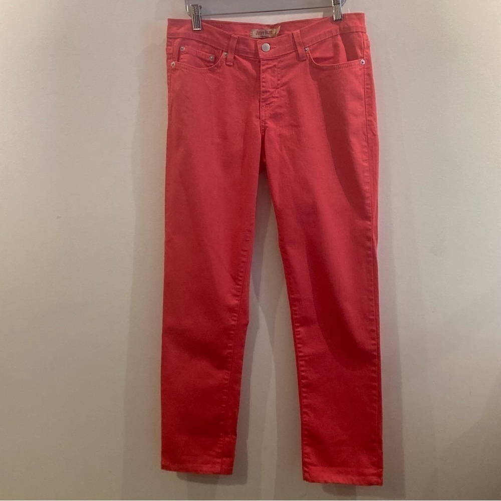 JUDY BLUE Sz 13 Mid-Rise Tapered Leg Stretch Jeans in Dark Salmon